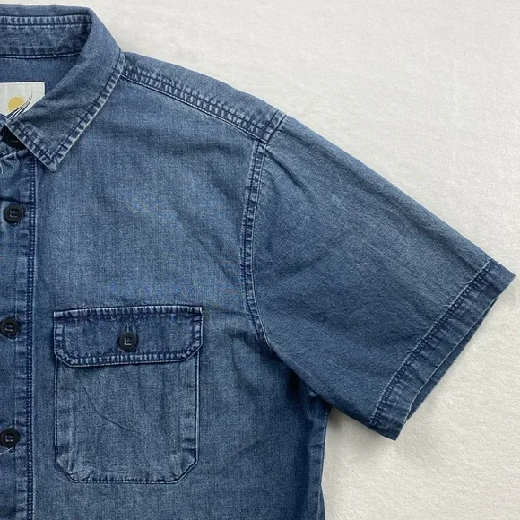 Fundamental Coast Denim Short Sleeve Button Up (Blue) - Picture 8 of 16